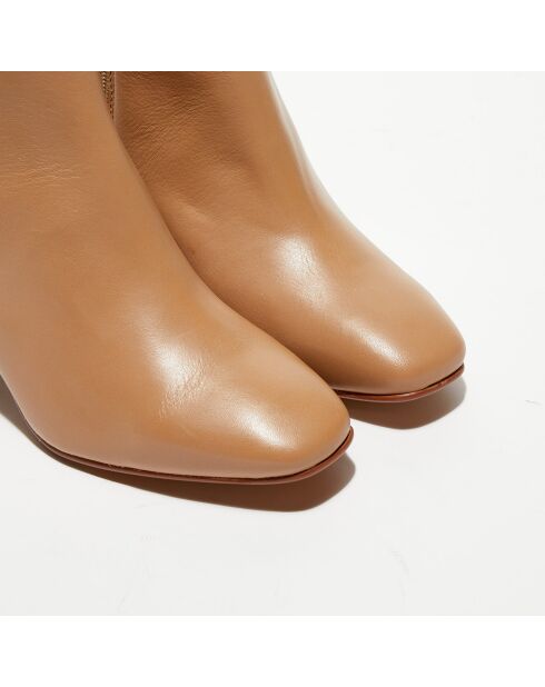 Bottines en Cuir Alba camel - Talon 8,5 cm