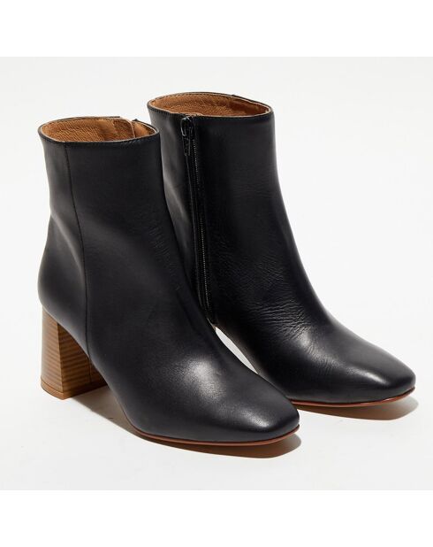 Bottines en Cuir Alba noires - Talon 8,5 cm