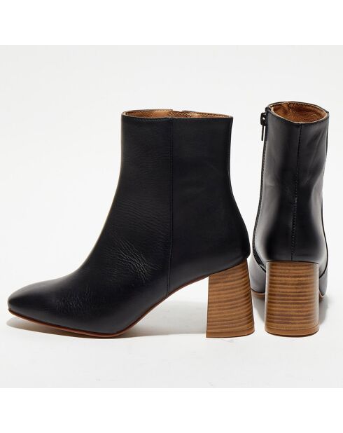 Bottines en Cuir Alba noires - Talon 8,5 cm