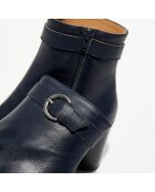 Bottines en Cuir Julia marine - Talon 7,5 cm