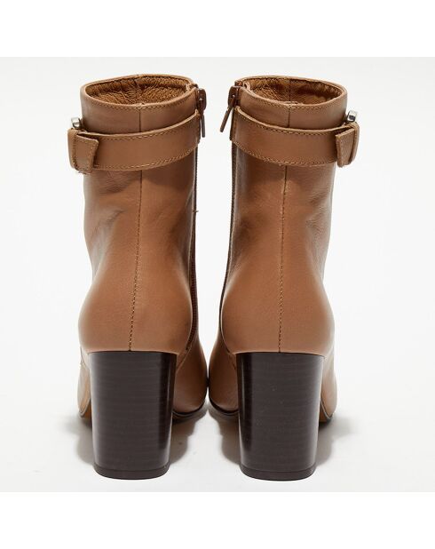 Bottines en Cuir Julia camel - Talon 7,5 cm