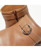 Bottines en Cuir Julia camel - Talon 7,5 cm