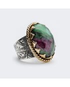 Bague en Argent, Laiton & Rubis Zoisite