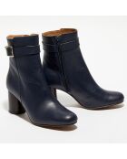 Bottines en Cuir Pia marine - Talon 7,5 cm