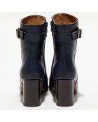 Bottines en Cuir Pia marine - Talon 7,5 cm