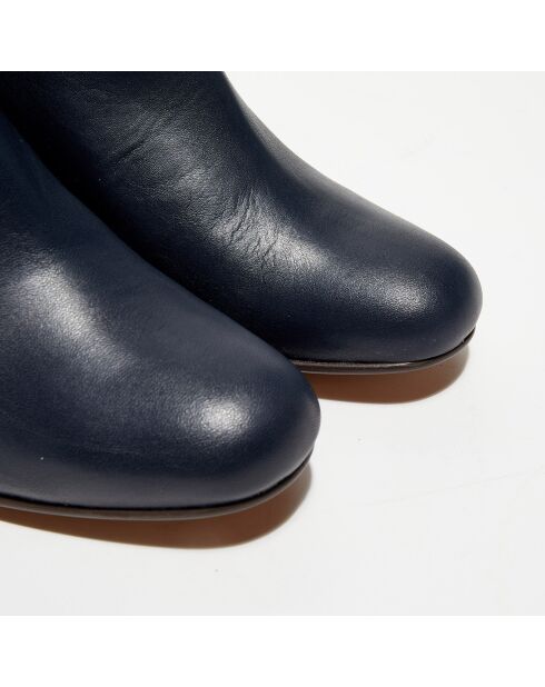 Bottines en Cuir Pia marine - Talon 7,5 cm