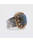 Bague en Argent, Laiton & Labradorite