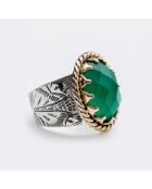 Bague en Argent, Laiton & Onyx vert