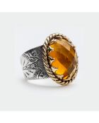 Bague en Argent, Laiton & Citrine Brandy zirconium