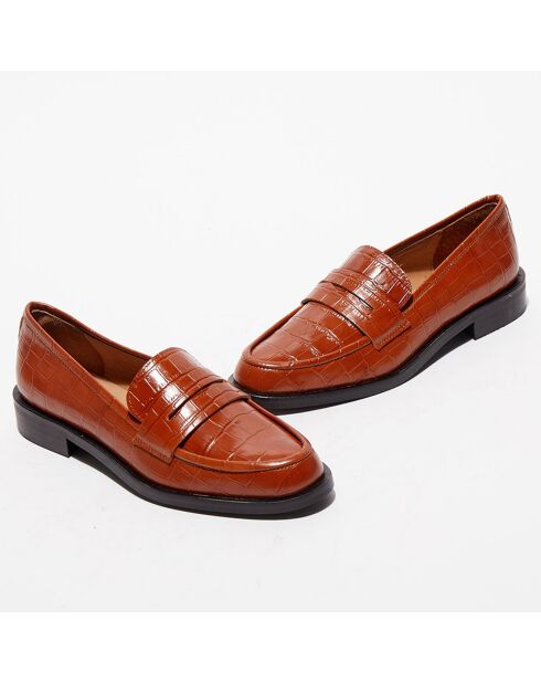 Mocassins en Cuir croco Mahault cognac