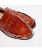 Mocassins en Cuir croco Mahault cognac