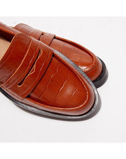 Mocassins en Cuir croco Mahault cognac