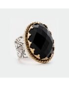 Bague en Argent, Laiton & Onyx noir