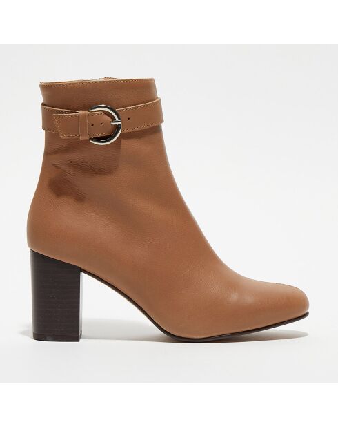 Bottines en Cuir Julia camel - Talon 7,5 cm