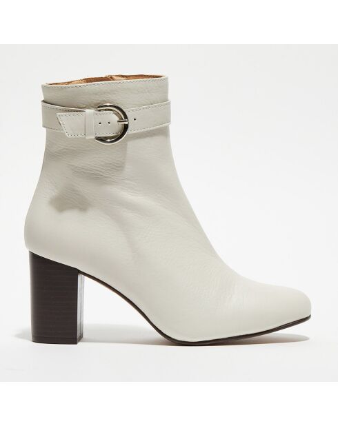 Bottines en Cuir Julia beiges - Talon 7,5 cm