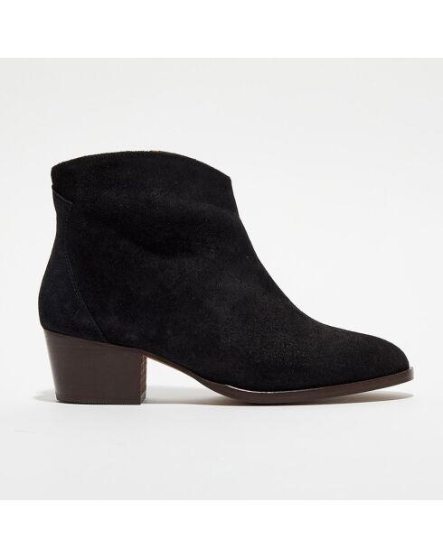 Boots en Velours de Cuir Nina noires