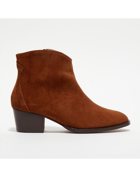 Boots en Velours de Cuir Nina marron