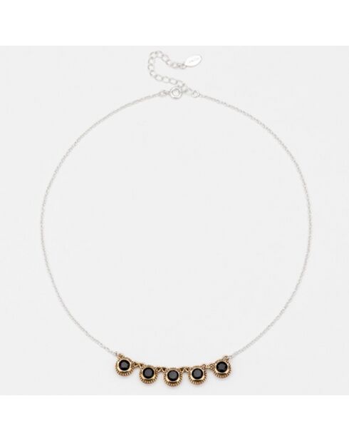 Collier en Argent, Laiton & Onyx noir