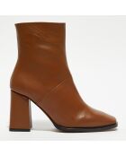 Bottines en Cuir Lorina camel - Talon 8,5 cm