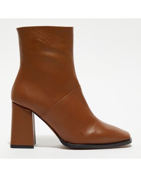 Bottines en Cuir Lorina camel - Talon 8,5 cm