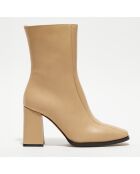 Bottines en Cuir Romy taupe - Talon 8,5 cm