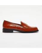 Mocassins en Cuir croco Mahault cognac