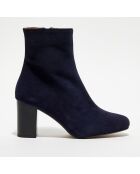 Bottines en Velours de Cuir Ginny marine - Talon 7,5 cm