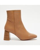 Bottines en Cuir Alba camel - Talon 8,5 cm