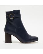 Bottines en Cuir Pia marine - Talon 7,5 cm