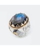Bague en Argent, Laiton & Labradorite
