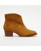 Boots en Velours de Cuir Nina camel