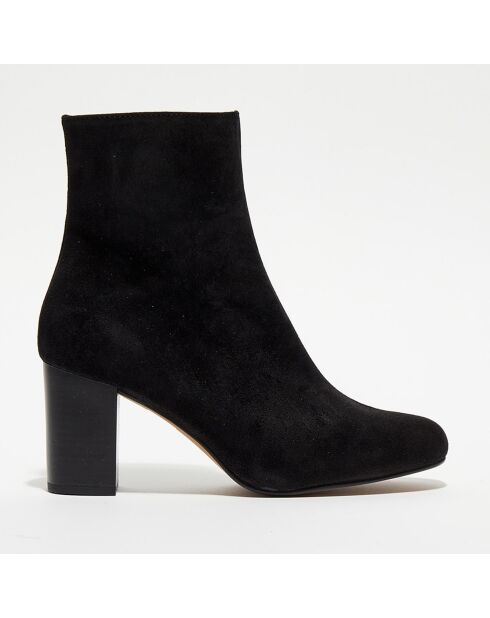 Bottines en Velours de Cuir Ginny noires - Talon 7,5 cm