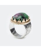 Bague en Argent, Laiton & Rubis Zoisite