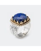 Bague en Argent, Laiton & Lapis bleu