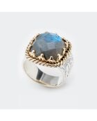 Bague en Argent, Laiton & Labradorite