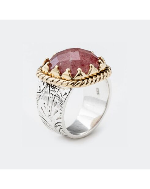 Bague en Argent, Laiton & Quartz fraise