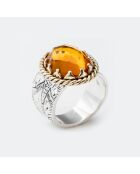 Bague en Argent, Laiton & Citrine Brandy zirconium