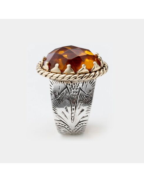 Bague en Argent, Laiton & Citrine Brandy zirconium