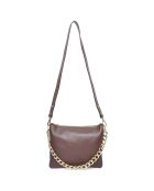 Sac épaule en Cuir marron chocolat - 20x24 cm