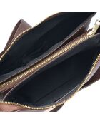 Sac épaule en Cuir marron chocolat - 20x24 cm