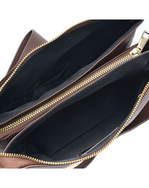 Sac épaule en Cuir marron chocolat - 20x24 cm