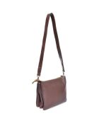 Sac épaule en Cuir marron chocolat - 20x24 cm