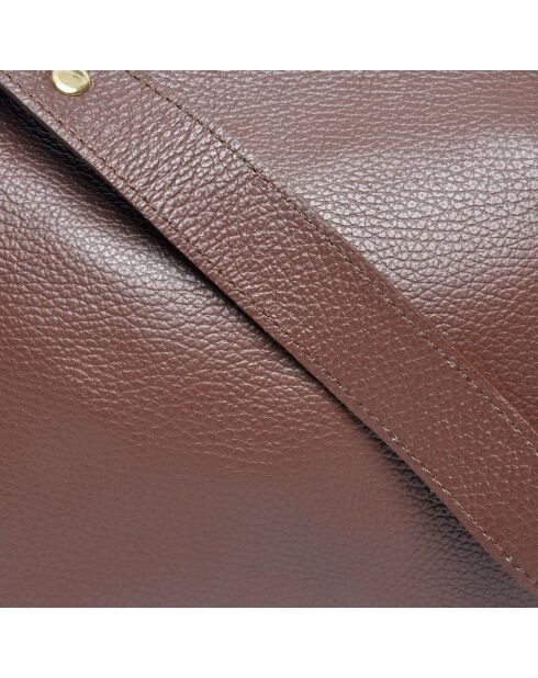 Sac épaule en Cuir marron chocolat - 20x24 cm