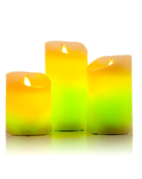 3 Bougies LED multicolores effet flamme avec télécommande Lendles beiges