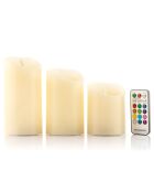 3 Bougies LED multicolores effet flamme avec télécommande Lendles beiges