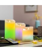 3 Bougies LED multicolores effet flamme avec télécommande Lendles beiges