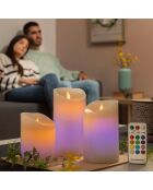 3 Bougies LED multicolores effet flamme avec télécommande Lendles beiges