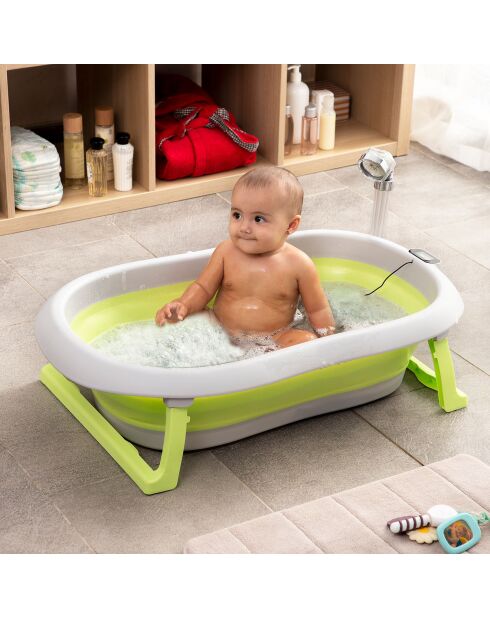 Baignoire pliable évolutive pour bébé Fovibath gris/vert