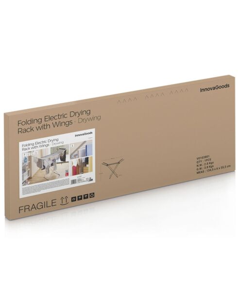 Étendoir à linge électrique pliable à ailes Drywing 20 barres gris - 230W