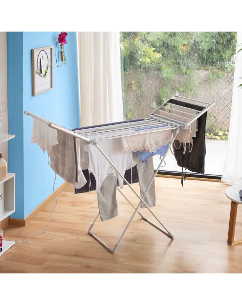 Étendoir à linge électrique pliable à ailes Drywing 20 barres gris - 230W